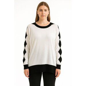 Planet By Lauren G Prima Cotton Diamonds Crewneck Sweater  Women One Size